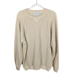 Andean Vintage 100% Alpaca Crewneck Sweater Cream Lightweight Men's XL